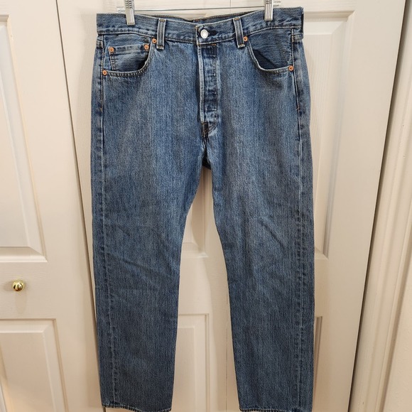 Levi 501 Men's Button Fly Jeans 36x32 Dark Stonewash